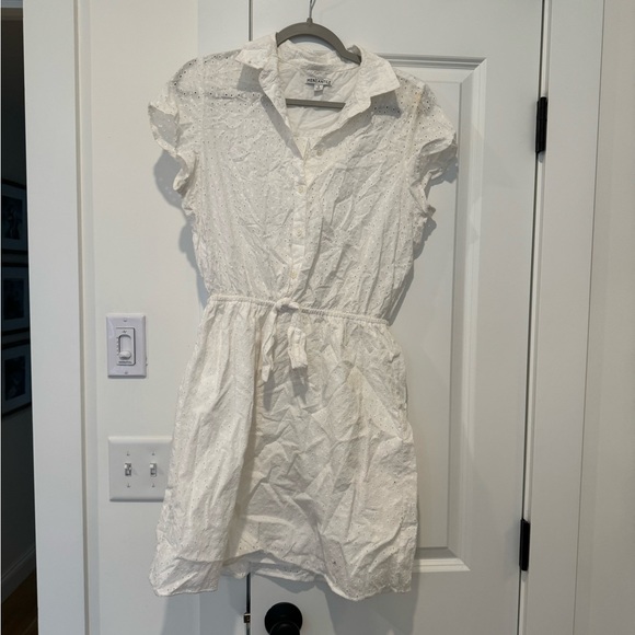 White eyelet collared button down dress - Picture 1 of 1
